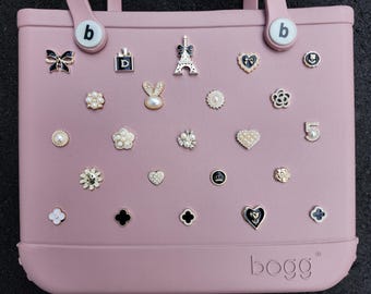Dainty Bogg Bag Charms: Rhinestone Flowers, Hearts & Pearls