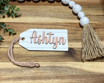Personalized Easter Basket Tag: Laser Cut Wood Bunny Name Tag
