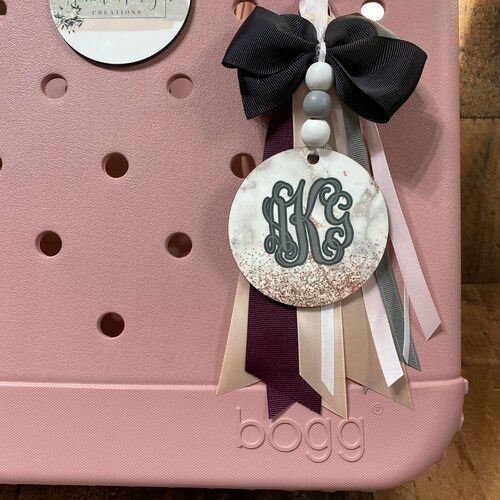 Bogg Bag Tag Monogram Sunflower Scallop Tassel Ribbon / Car Etsy