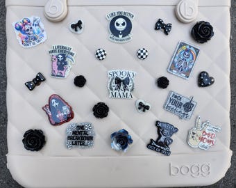 Black, Snarky, & Bad Mom Club Bogg Bag Charm: Goth, Spooky, Black Beach Bag Accesories