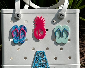 Personalized Bogg Bag Charm: Pineapple Initial, Flipflops, Ocean Letter