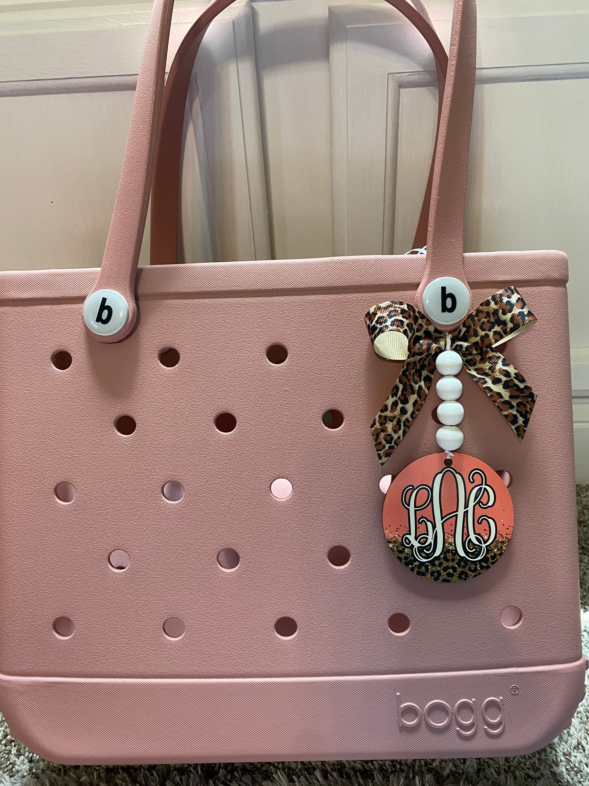 Bogg Bag Tag Monogram Coral Teal Acrylic Leopard Blush Tassel Etsy