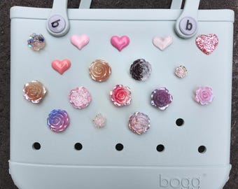 Bogg Bag Charm 15+ PINK CHARMS Continued Right Here Girly Flowers Bears Smiley Pink Aesthetic Coquette Trendy Bows Bogg Beach Bag Pop In Bit