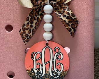 Bogg Bag Tag Monogram Coral Teal Acrylic Leopard Blush  Tassel Ribbon / Car Charm / Handbag Bookbag Charm Tag Custom Personalized