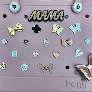 Bogg Bag Charm Gold, Mauve, Black, Rose gold, Rhinestones, Pearl, Dainty, Hearts, Mama, Bogg Bag Charms Acessories Beach Bag Pop In Bit