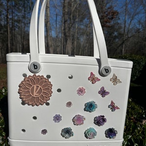 Bogg Bag Tag Charm Flower Butterfly Monogram Personalized Beach Bag Bogg Tag Pop In Bit #2