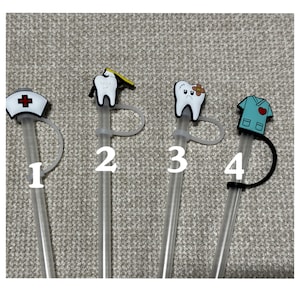 Dentist Doctor Tooth Straw Topper & Straw | Straw Toppers Straw Topper | Straw Accessories | Straw Charms | Straw Cover