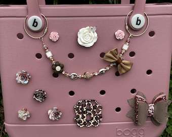Personalized Bogg Bag Charm: Rose, Bow & Monogram