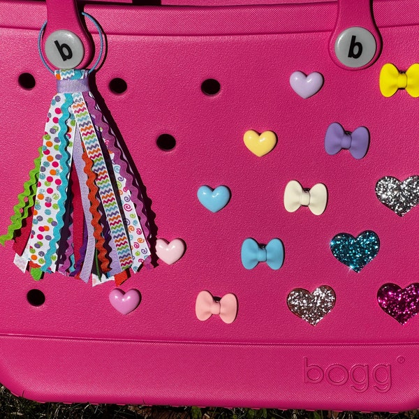 Bogg Bag Tag Charm Heart Bow Coquette Decor Butterfly Monogram Personalized Picture Beach Bag Bogg Tag Pop In Bit #17