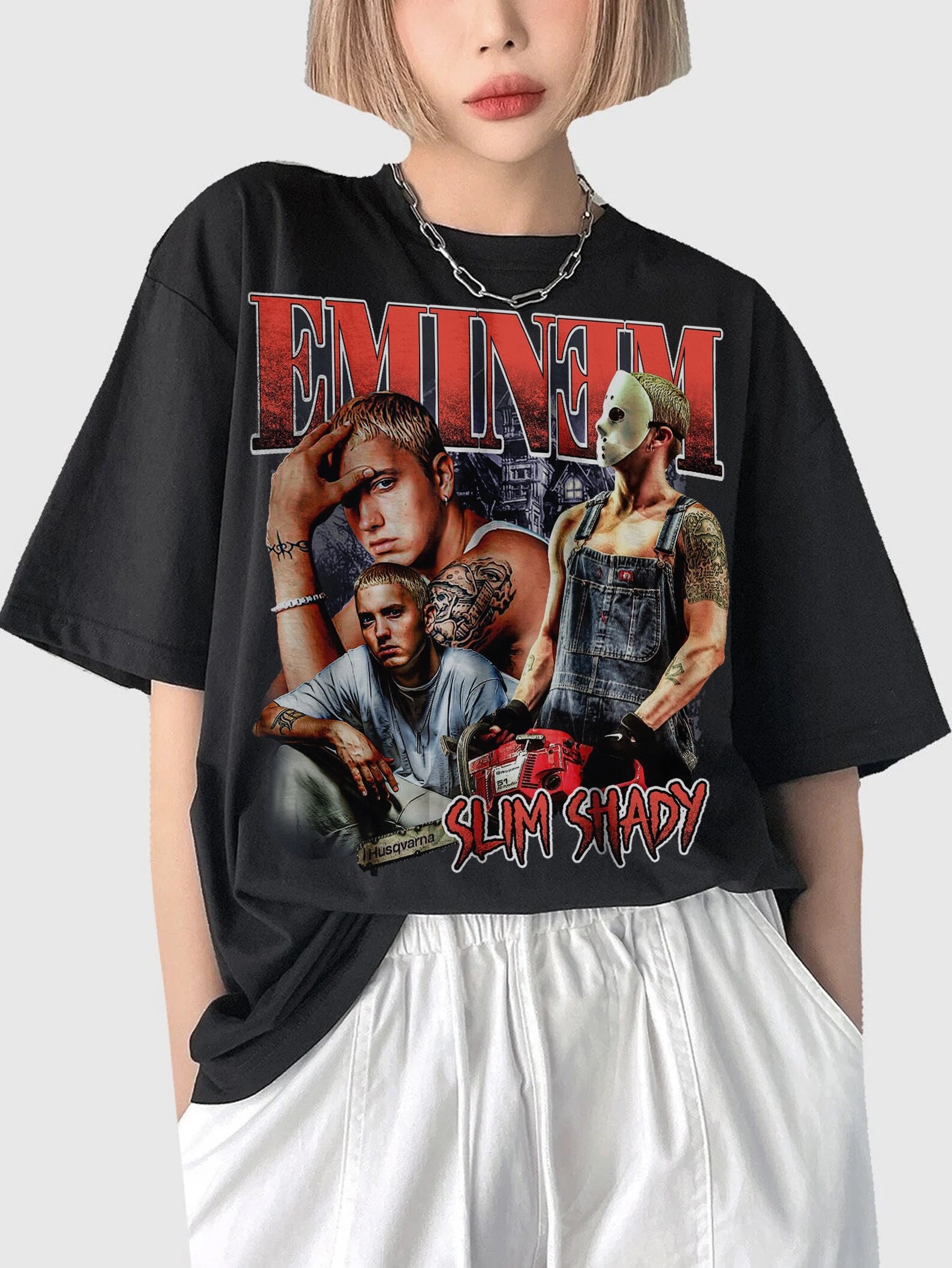 Discover EMINEM- Slim Shady Shirt, Vintage Style Eminem The Real Slim Shady Rap T-shirt