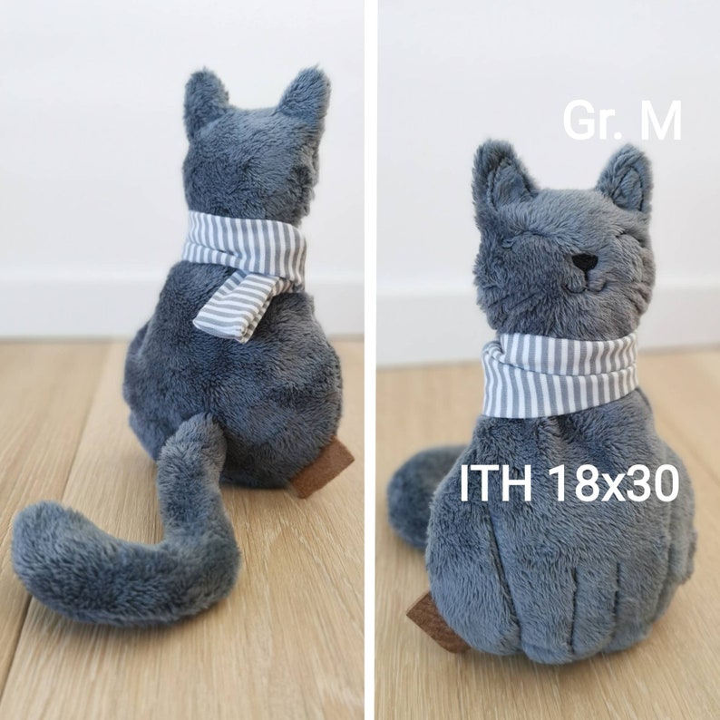 Gr.M ITH kitten Carlotta 18 x 30 cm embroidery file stuffed animal pes vp3 jef hus dst exp Cat Mieze Miau CinCiDesign 7x12