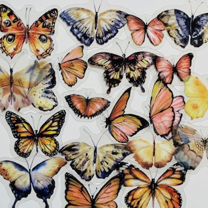 Lot de 20 autocollants papillon réalistes transparents en vinyle, ensemble réutilisable imperméable, mite d'insecte de jardin aux ailes transparentes, création de cartes en verre pour journal