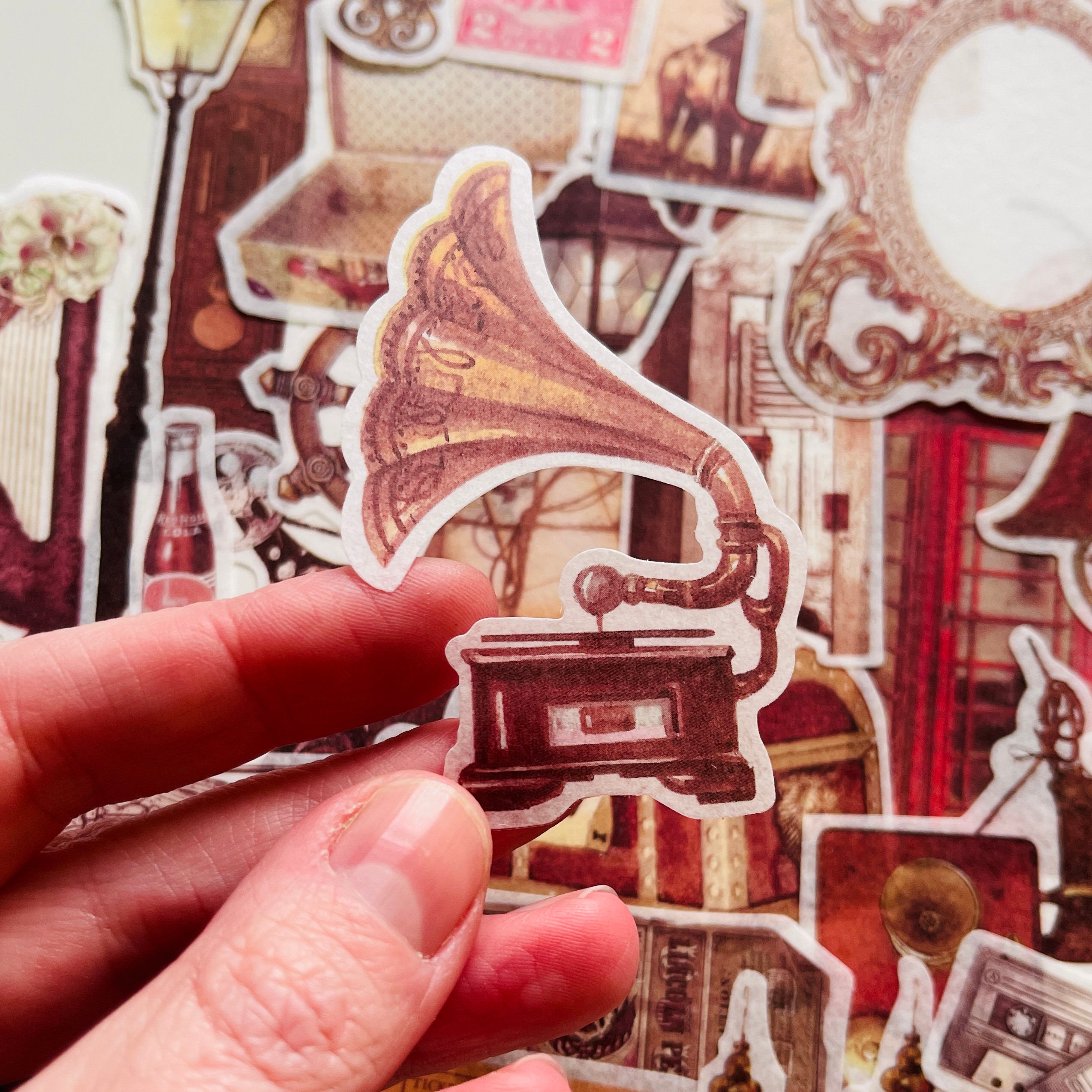 30 Opaque Antique Sticker Pack, Vintage Old Furniture Curios Ephemera ...