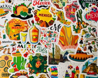 25/50 Vinyl Mexico Stickers, Die Cut Decal Set, Waterproof Reusable, South America Country Mexican Culture, Travel Planner Journal Case Gift