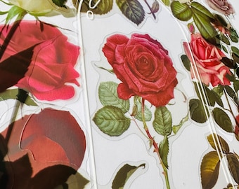 Stickers De Flores Naturales - 12 Láminas Adhesivas De Rosas, Ideales Para Scrapbooking, Laptops, Diarios Y Manualidades