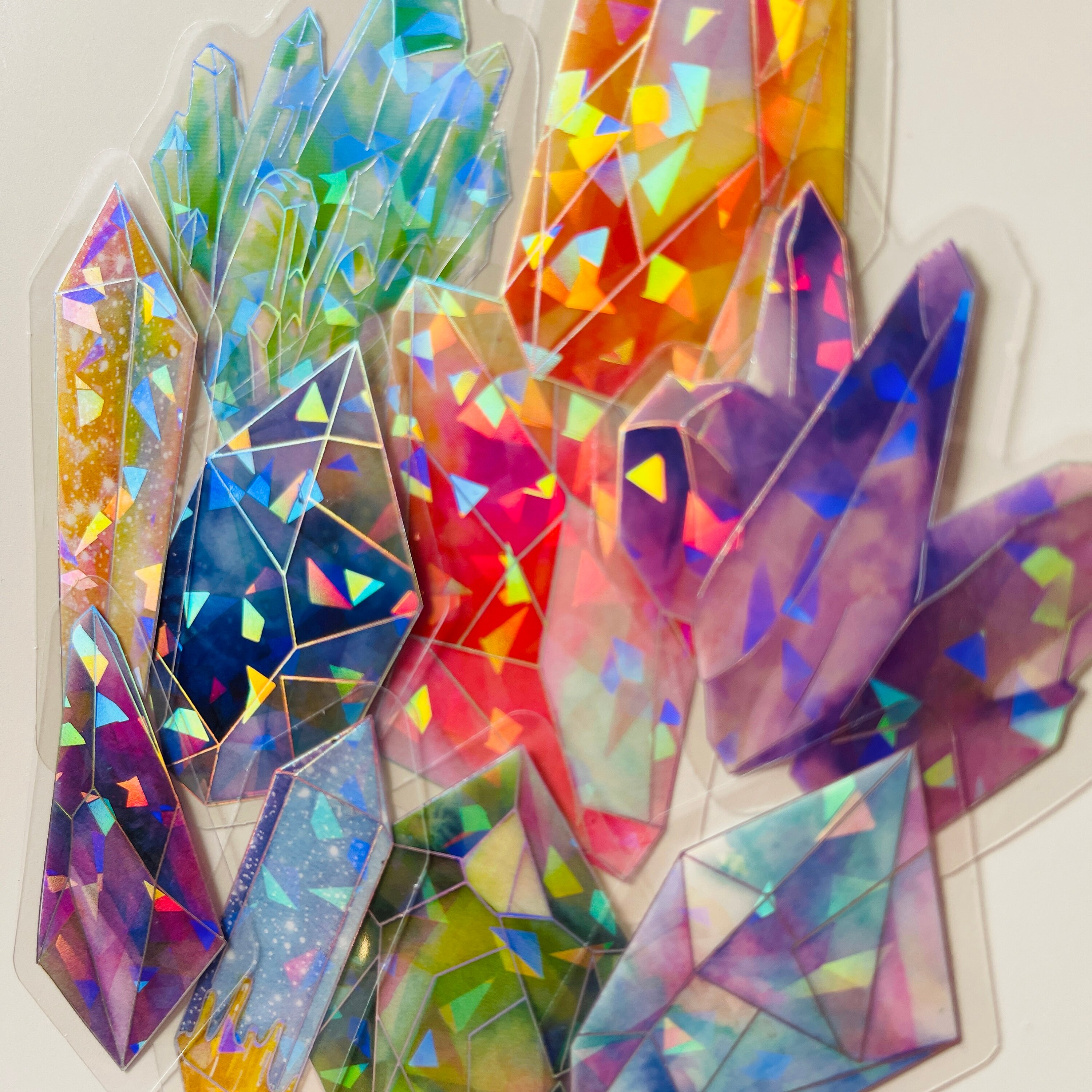 10 Vinyl Shiny Rock Crystal Sticker Pack, Reusable Set, Holographic ...