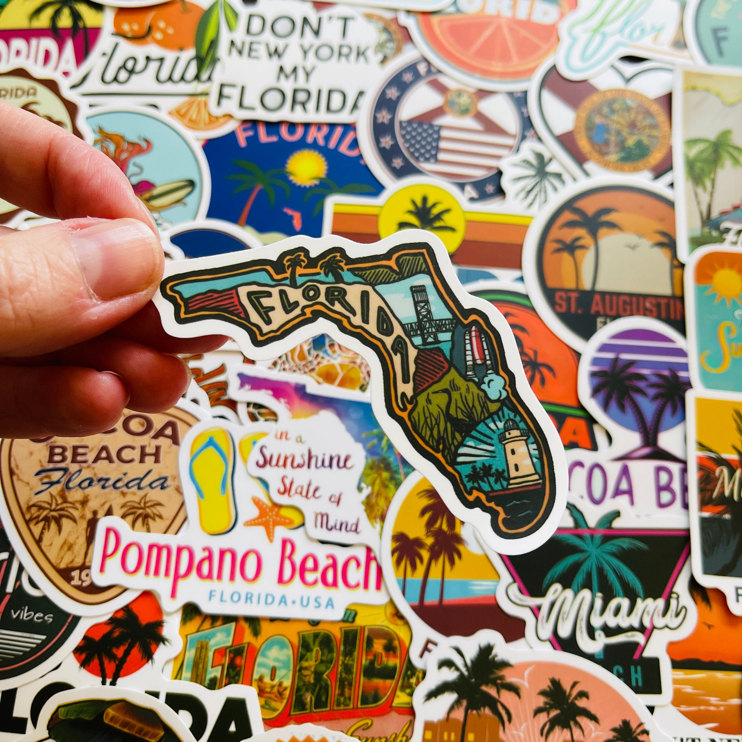 Stuart Florida Sticker 25/50 Vinyl Florida Stickers, Die Cut Decal Set, Waterproof Reusable ...