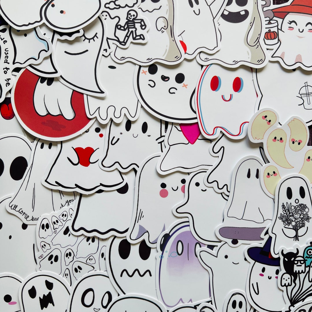 25/50 Vinyl Funny Ghost Stickers, Durable Die Cut Decal Set, Waterproof ...