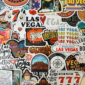 Adesivi in vinile 25/50 Las Vegas, set di decalcomanie fustellate, impermeabili e riutilizzabili, Nevada Sin City, Stati Uniti, stato turistico, vacanze, diario di viaggio