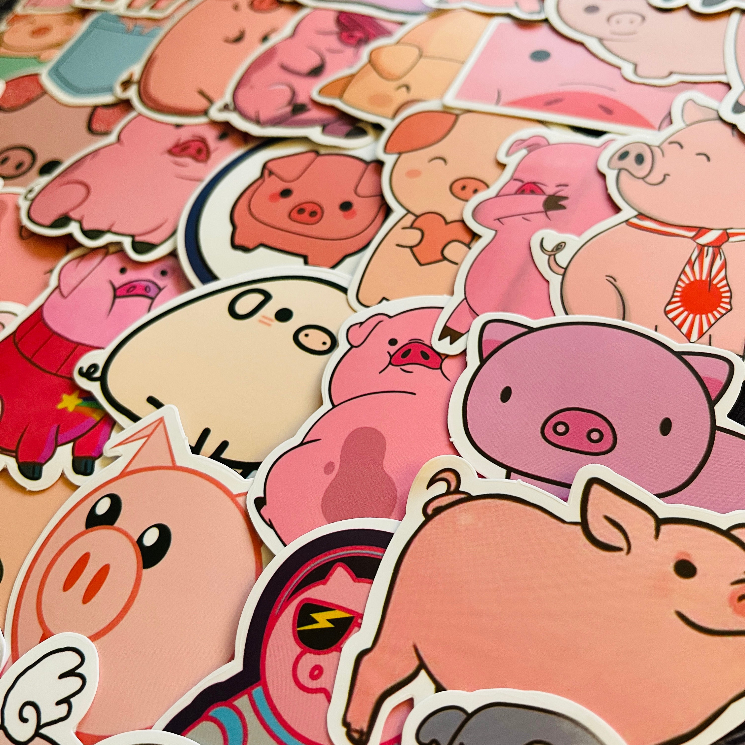 25/50 Vinyl Schwein Thema Aufkleber, gestanzte Aufkleber Set, wasserdicht  wiederverwendbar, niedliche lustige Bauernhof Tier rosa fettes Schwein  Schwein Liebhaber, Journal Laptop Art - .de