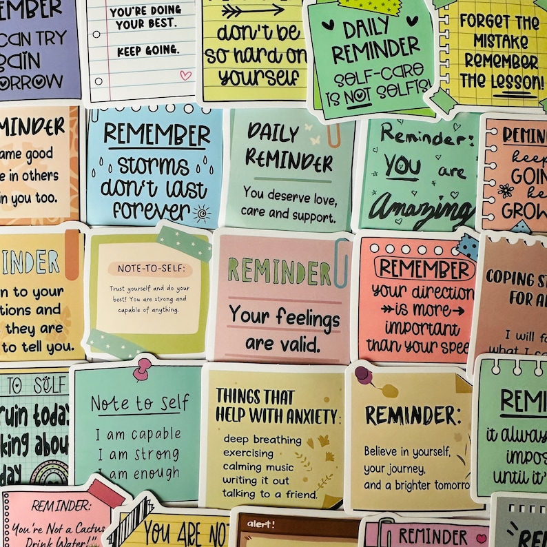 25/50 Vinyl Reminder Stickers, Die Cut Decal Set, Waterproof Reusable ...