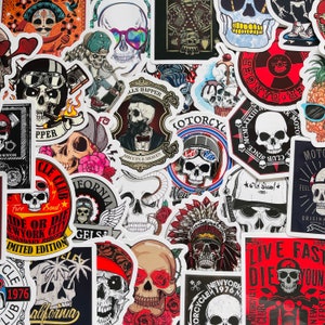 25/50 Vinyl Schädel Kopf Aufkleber, sterben Schnitt Aufkleber Set, wasserdicht wiederverwendbar, Goth Death Skeleton Punk Motorrad Harley Biker, Laptop Bike Art