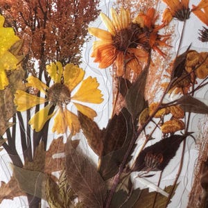 Lot de 12 autocollants d'automne transparents en vinyle moyen, imperméables réutilisables, pétales de tige florale de fleur d'automne jaune pressé clair, création de cartes pour carnet