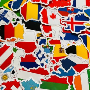 Pegatinas de vinilo con banderas de países, 25/50 unidades, juego de calcomanías troqueladas, impermeables, reutilizables, mapa del mundo para vacaciones, viajes, aprendizaje, diario, álbum, decoración para computadora portátil