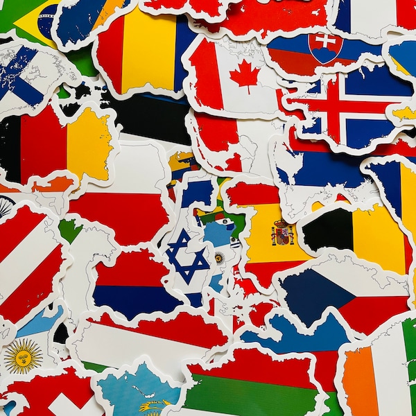 25/50 Vinyl Country Flagge Aufkleber, gestanzte Aufkleber Set, wasserdicht wiederverwendbar, Weltkugel Karte Urlaub Reisen lernen, Journal Album Laptop Dekor