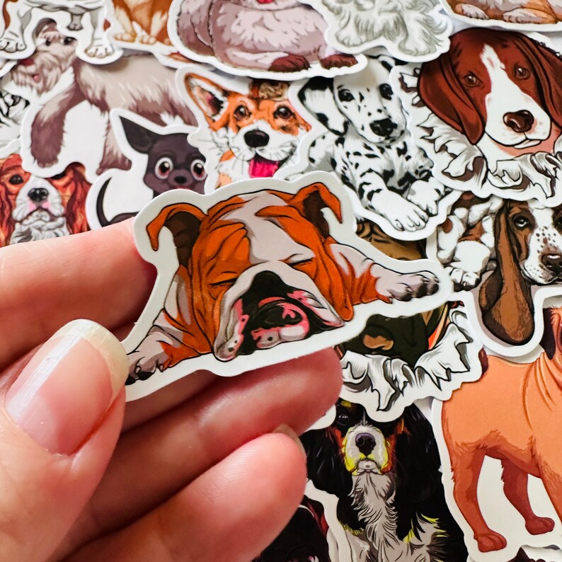25/50 Vinyl Cartoon Dog Stickers, Die Cut Decal Set, Waterproof ...