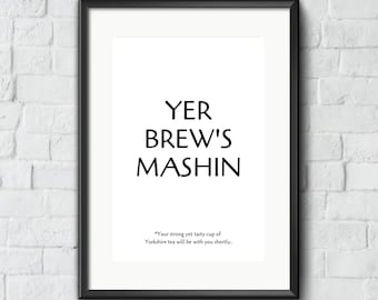 Yorkshire Saying Digital Printable Art | Plakat z cytatem z filiżanki herbaty | Yorkshire Northern Lingo Phrase Gift For Friend Lass Lad Home
