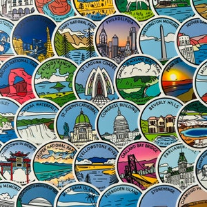 25/50 Vinyl berühmte Wahrzeichen Abzeichen Aufkleber, sterben Schnitt Aufkleber, wasserdicht wiederverwendbar, Urlaub USA Reise RV Auto Stoßstange, Scrapbooking Gepäck Fall