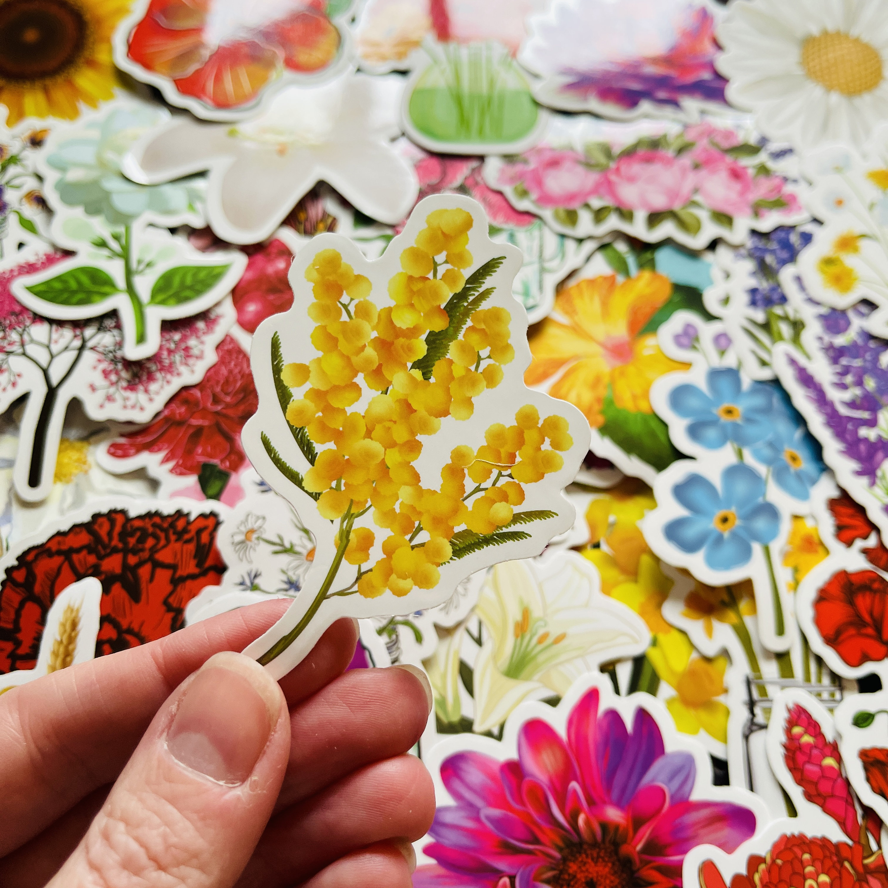 25/50 Vinyl Flower Stickers Die Cut Decal Set Waterproof | Etsy