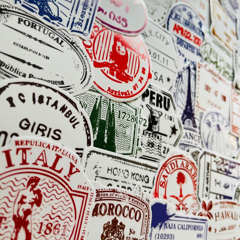 25/50 Vinyl Clear Passport Stamp Stickers Die Cut Decal Set Etsy
