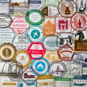 25/50 autocollants transparents en vinyle pour timbres poste aérienne, décalcomanies découpées, transparents réutilisables, lettre de colis de voyage touristique, agenda en verre pour ordinateur portable
