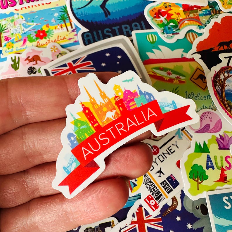 25/50 Vinyl Australia Stickers, Die Cut Decal Set, Waterproof Reusable ...