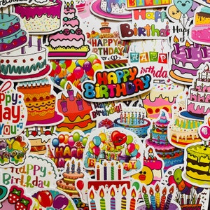 25/50 Vinyl Happy Birthday Aufkleber, sterben Schnitt Aufkleber Set, wasserdicht wiederverwendbar, Kuchen Ballon Dekoration Party Decor, Planer Kalender Karte Art