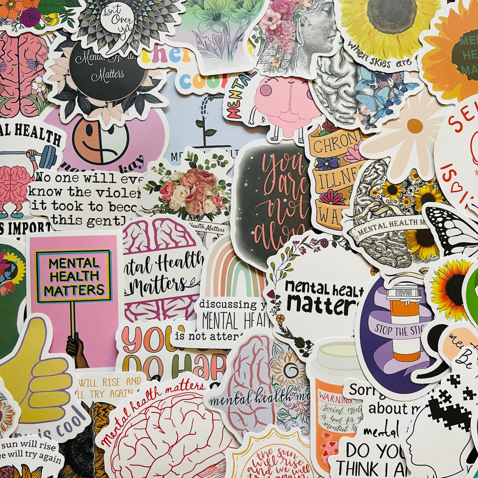 25/50 Vinyl Mental Health Stickers, Die Cut Decal Set, Waterproof ...