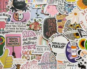 25/50 Vinyl Mental Health Stickers, Die Cut Decal Set, Waterproof Reusable, Anxiety Depression Strength Matters Support Box, Planner Case