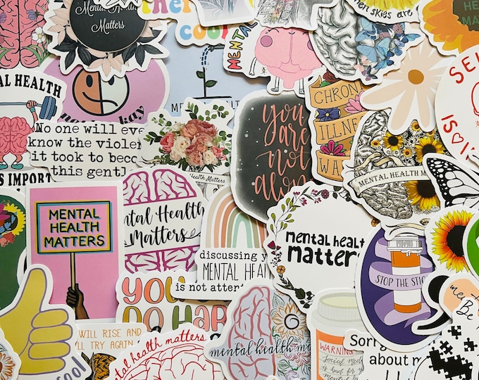 25/50 Vinyl Mental Health Stickers, Die Cut Decal Set, Waterproof ...