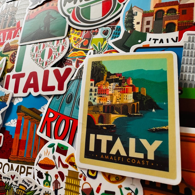 25/50 Vinyl Italy Stickers, Die Cut Decal Set, Waterproof Reusable ...