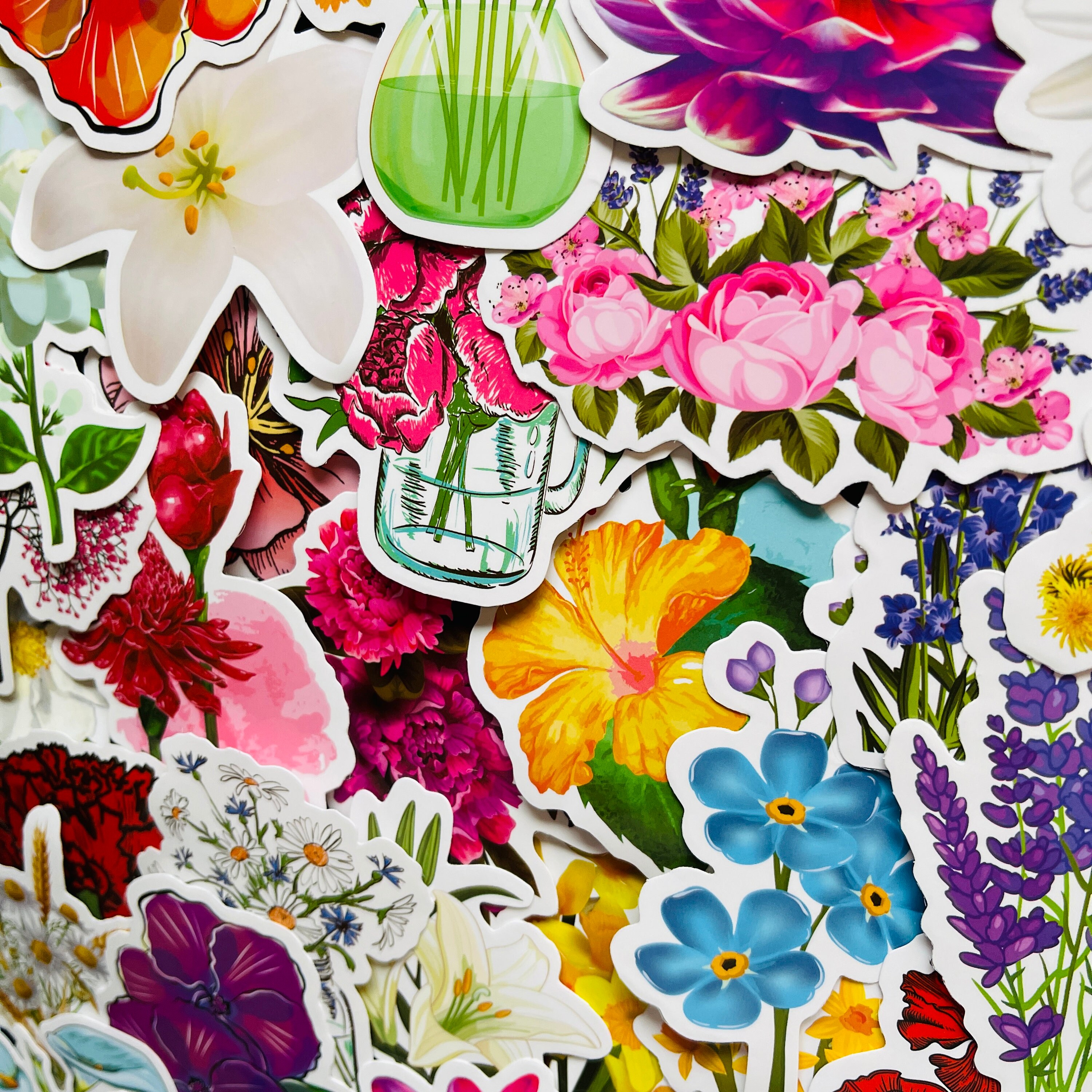 25/50 Vinyl Flower Stickers Die Cut Decal Set Waterproof | Etsy