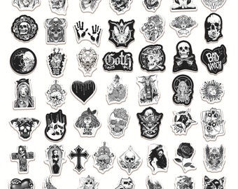 25/50 PCS Goth Stickers Pack, Vinyl Witch Stickers Skull Stickers, Laptop,  Water Bottel, Guitar Decoration, Waterproof Decal Sticker for Adults Teens