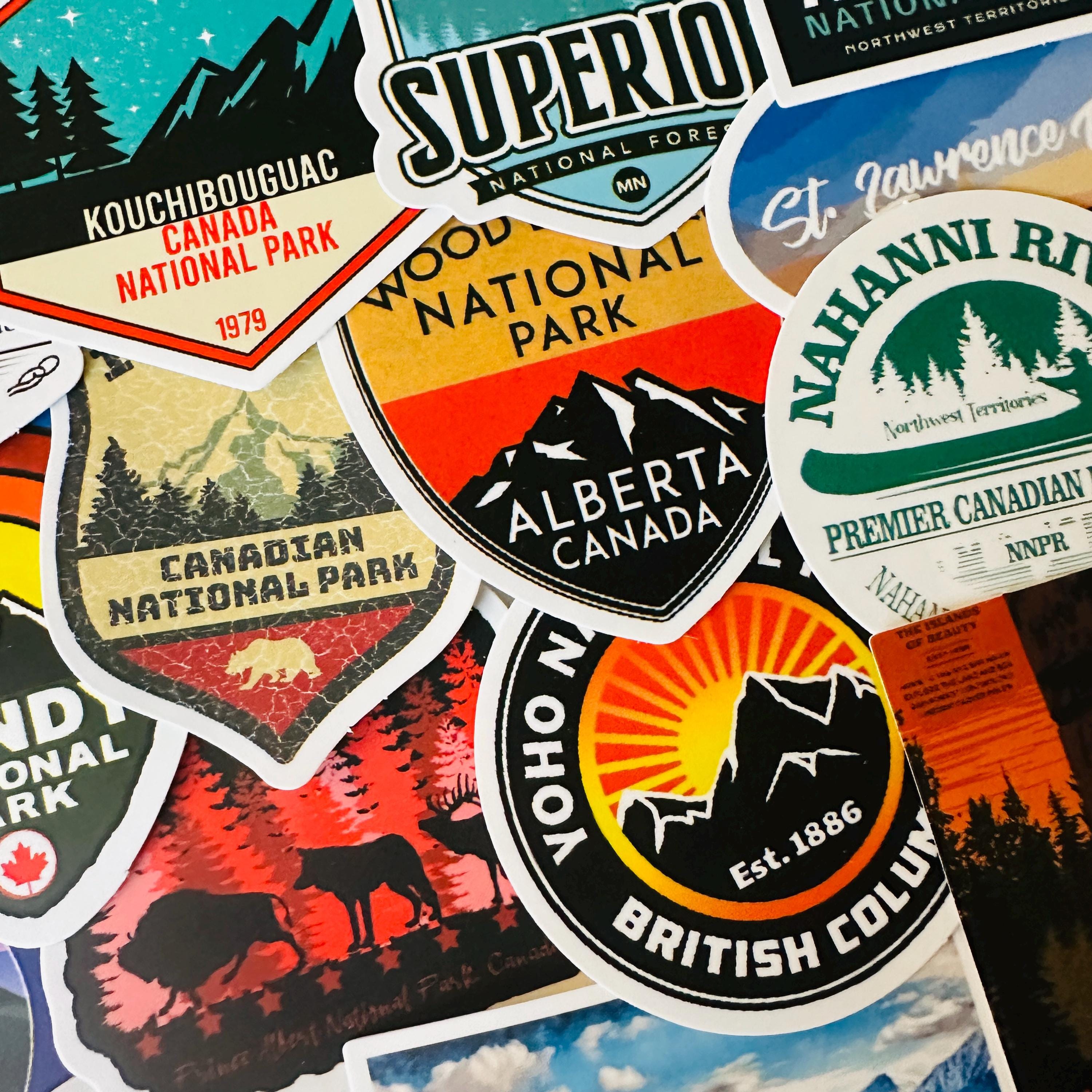 25/50 Vinyl Canadian National Park Stickers, Die Cut Decal Set ...