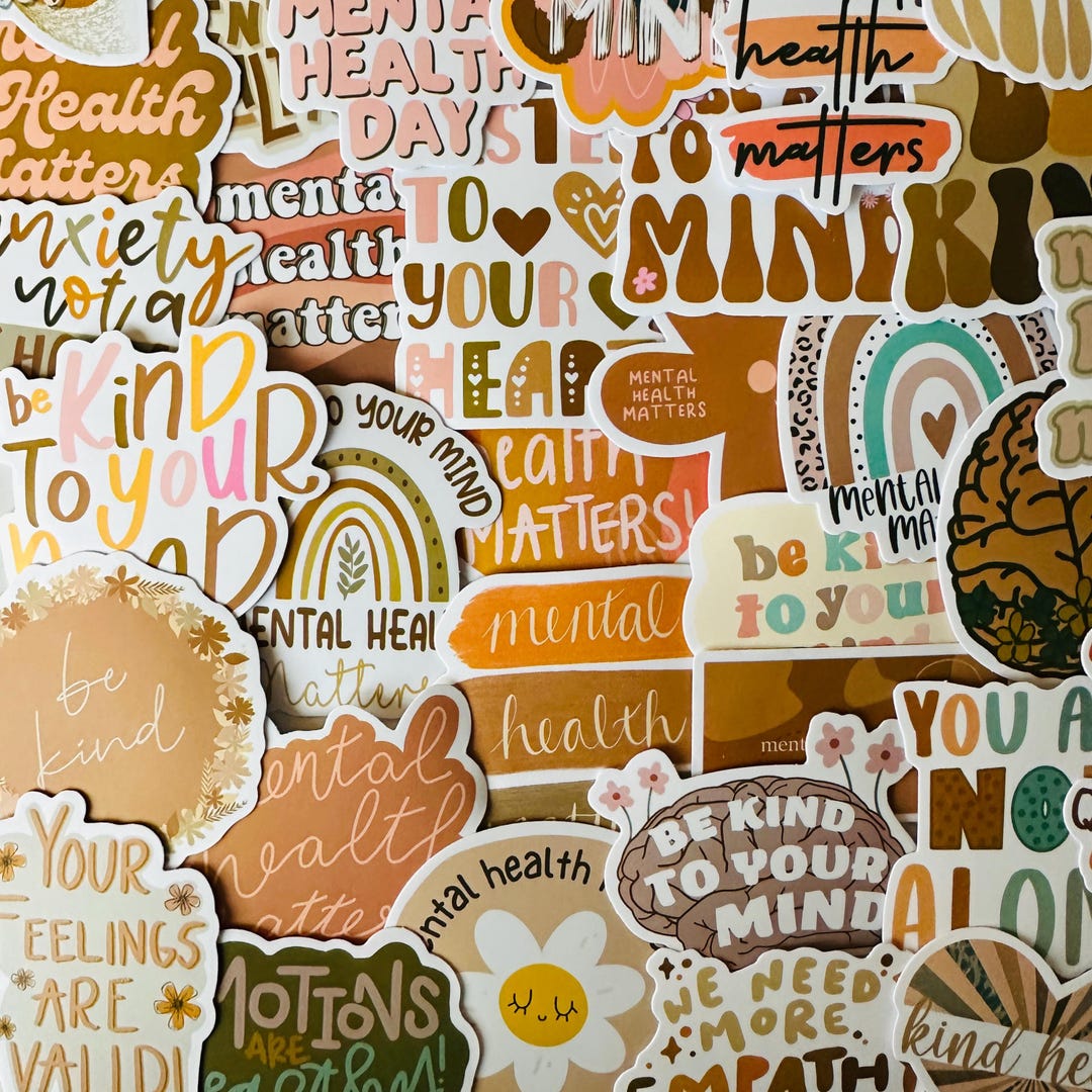 25/50 Vinyl Boho Mental Health Stickers, Die Cut Decal Set, Waterproof ...