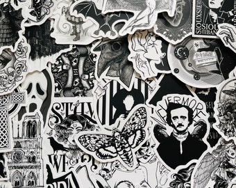 New Black And White Punk Gothic Graffiti Stickers Waterproof Trolley Case  Notebook Skateboard Stickers