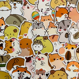 Pegatinas de vinilo para hámster, 25/50 unidades, juego de calcomanías troqueladas, impermeables, reutilizables, adorables y divertidas mascotas sirias, jerbo de guinea, para diario, portátil, jaula y cuenco
