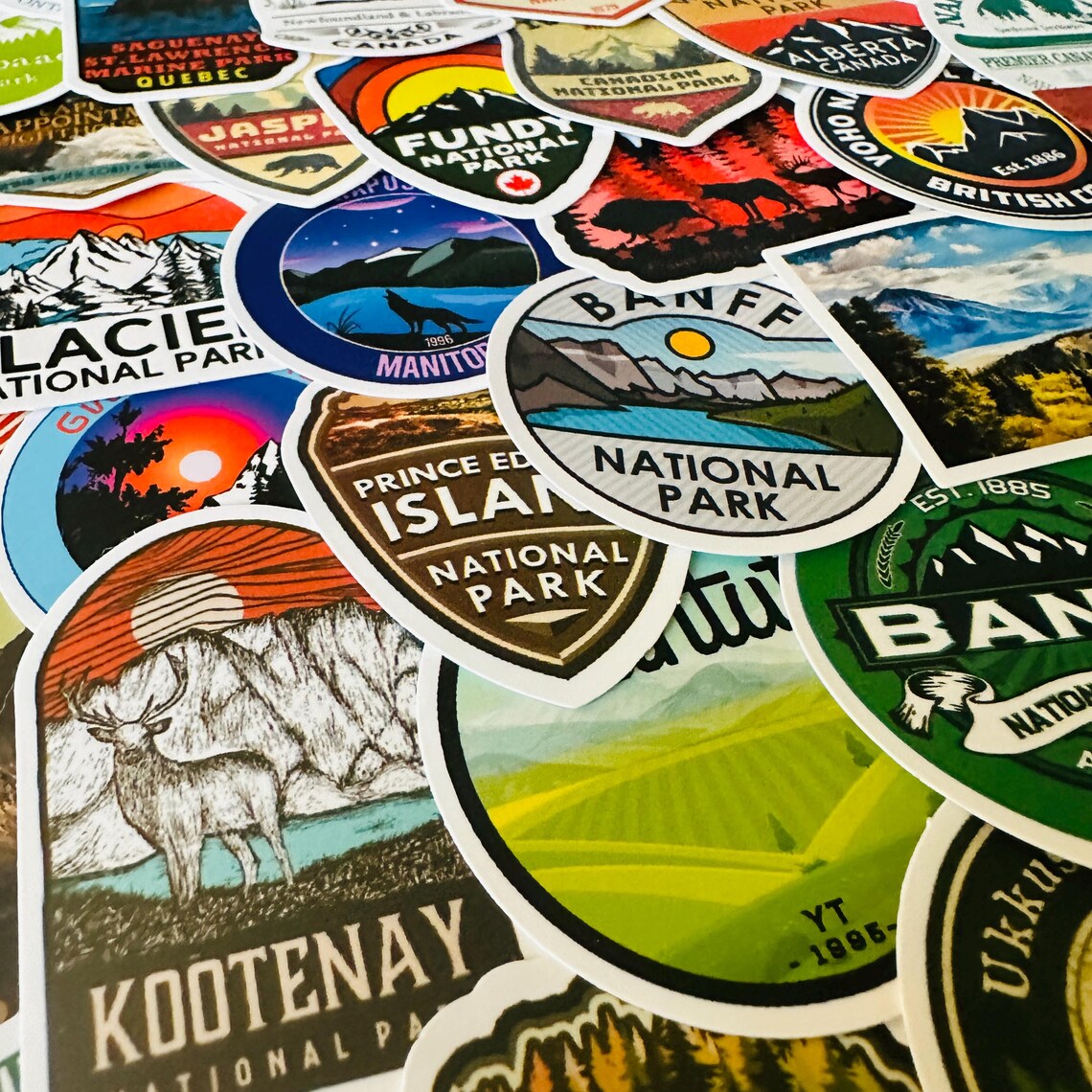 25/50 Vinyl Canadian National Park Stickers, Die Cut Decal Set ...
