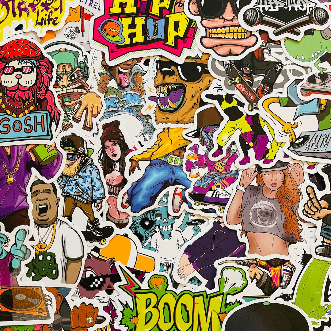 25/50 Vinyl Hip Hop Theme Stickers, Die Cut Decal Set, Waterproof