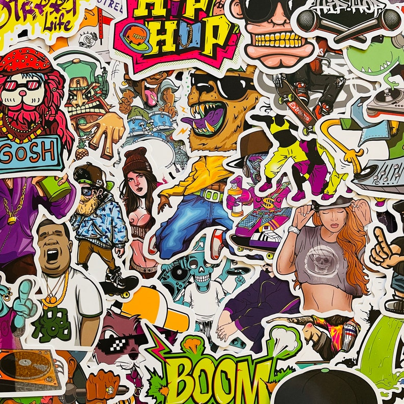 Rap Decals 25/50 Vinyl Hip Hop Theme Stickers, Die Cut Decal Set, Waterproof ...